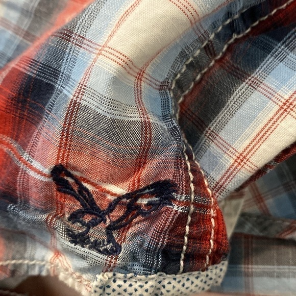 American Eagle Outfitters full snap button up longsleeve plaid pocket shirt xs - Picture 12 of 13